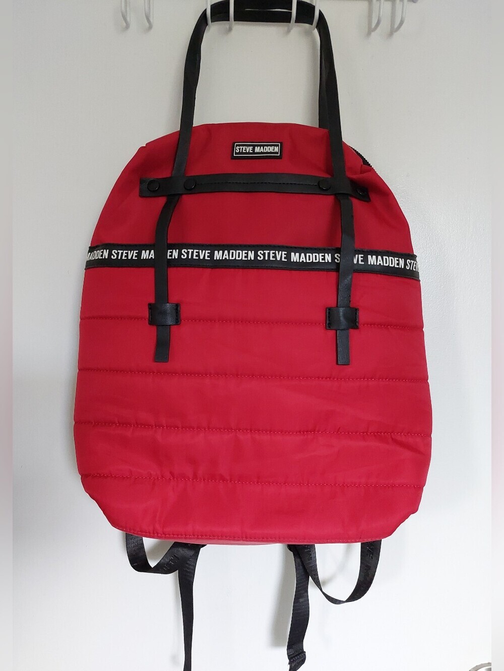 Steve Madden Red Quilted Tote Backpack